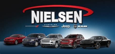 Nielsen jeep dodge ram - Nielsen Dodge New & Used Cars. 3rd Row Seat 288. Adjustable Pedals 206. Alloy Wheels 1666. Android Auto 1603. Apple CarPlay 1607. Auto High-Beam Headlights 1746. Automatic Climate Control 214. Automatic Cruise Control 956. 